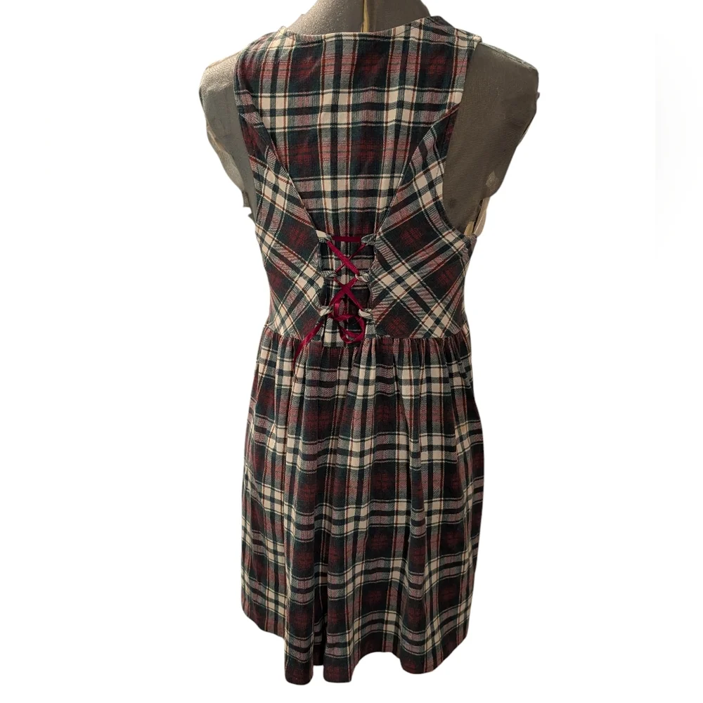 90s Y2K Amy Byer California Multicolor Plaid Cotton Tank Dress Upcycled‎ Pocket